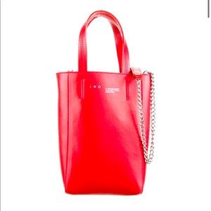 IRO Red Leather Mini Tote Bag with Chain Strap
